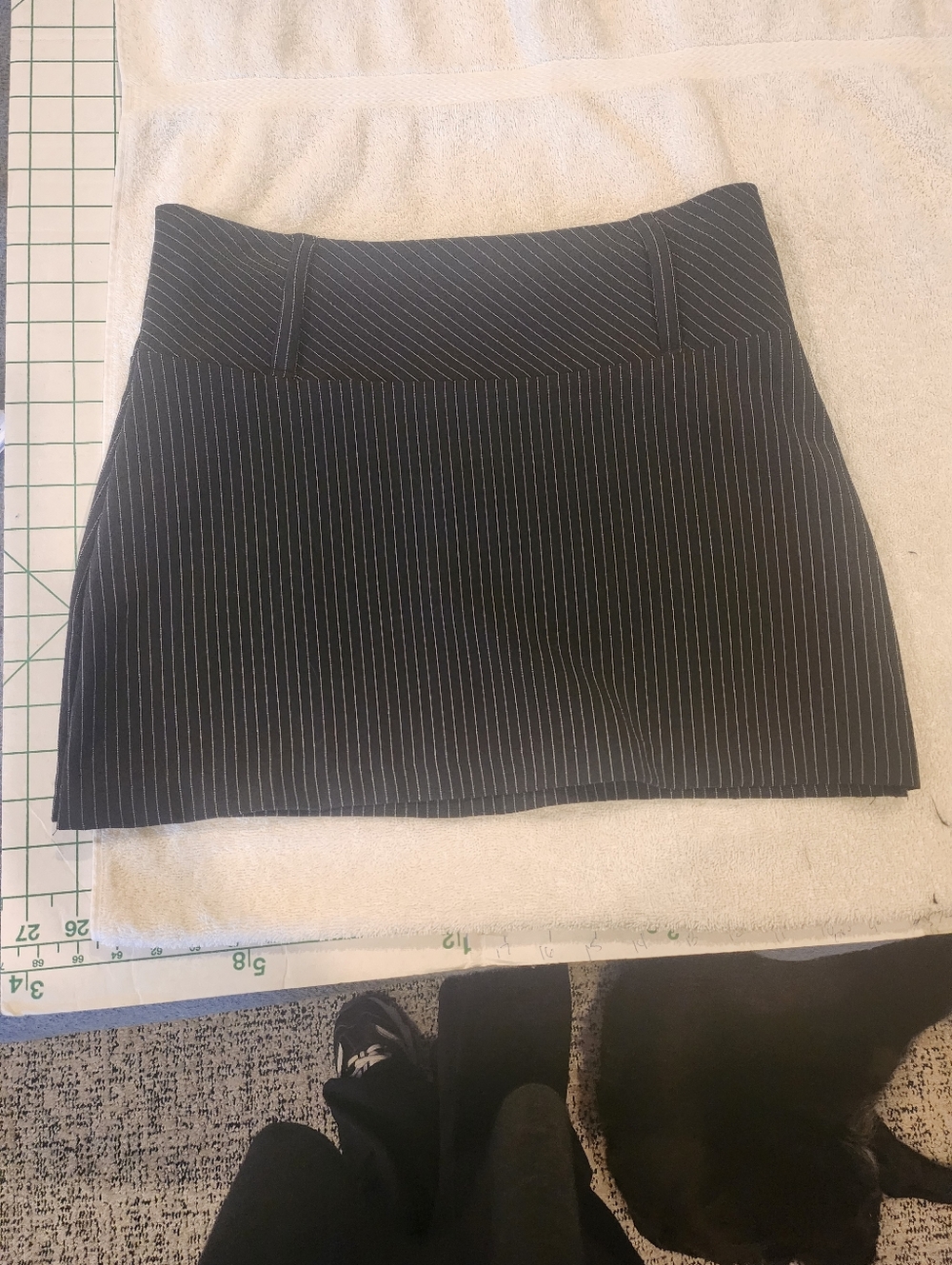 Tailored Black Pinstripe Mini Skirt